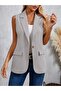 Women's Sleeveless Collared Front Single Button Atlas Jacket - 2
