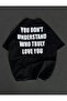 Unisex Crew Neck Printed Oversize T-Shirt - Black - 2