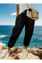 Women's High Waist Elastic Waist Aerobin Trousers with Lacing Detail - 3