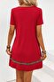 Women's Short Sleeve V-Neck Ethnic Pattern Stripe Detailed Viscose Dress - 3