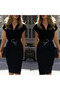 Women's Short Sleeve Double Breasted Crepe Dress (Without Belt) - 3