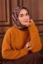 Twill Silk Scarf Mink Amber Geometric Patterned Tok Duruşlu 90X90 - 2