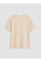 Lcw Curve Beige Large Size Printed 100% Cotton Women's T-Shirt - 5