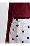 Ecru High Waist Polka Dot Mini Jean Skirt - 3