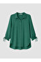 Özmarka New Season Green Women's Shirt with Tie at the Sleeve End - 5