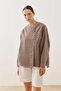Striped Modal Kimono Shirt Brown - 5