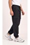 Men's Black Cargo Pocket Thin Parachute Fabric Pants, Comfortable Fit Baggy with Adjustable Leg Clips - 5