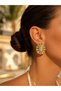 Oval Gold Women's Earrings Large Layered Hoop Design Detailed Earrings - 2