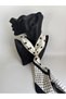 White Polka Dot Double-Sided Scarf with Gold Ring Detail (70X70 cm) - 2