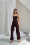 Women's Back Detail Lace Garnished Atlas Fabric Blouse Pants Design Double Set - 5