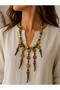 Bohemian Authentic Tiger's Teeth Mother of Pearl Wooden Bead Necklace Gray (Special Design) 55cm - 3