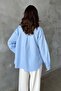 Women's Blue Vest Shirt Suit Shirt Collar Buttoned Long Sleeve Oversize - 5