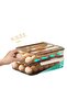 Double-layer egg basket, automatic rolling egg rack, plastic egg storage refrigerator with lid. - 2