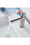 Single-hole bathroom sink faucet, silver stainless steel, single handle, hot and cold water compatible. - 2