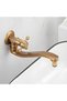 Vintage brass wall-mounted garden washbasin faucet, 360° rotating basin mixer tap