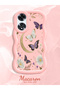 Oppo A60 Compatible Wavy Frame Moon Butterfly and Flower Pattern Silicone Phone Case