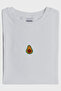 Avocado Patterned White Embroidery T-Shirt - 4
