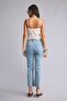 Cotton Crop Flare Fit High Waist Jean Pants - Light Blue - 5