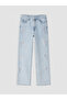 Blue Regular Fit Stone Embroidered Girls' Jean Trousers