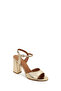 Women's Gold Ankle Buckle Thick Heeled Metallic Leather Sandals 26Sfd161832 - 8
