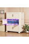 45cm Wide 6-Layer Folding Storage Cabinet, Double Doors with Oval Patterned Solid Panels, White Handles, with Wheels - 5