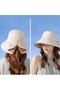 Women's sun hat foldable wide brim UV windproof strap. - 4