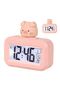Cute cartoon LED electronic clock, desktop alarm clock, electronic data display, calendar, time, temperature, clock face, wind-up alarm clock. - 2