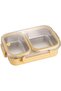 Portable food container with compartments, suitable for office workers and students, large capacity, yellow, 24x17x6.5 cm (2 yellow compartments)