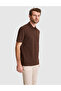 Brown Regular Fit Zippered Polo Collar T-Shirt 50334988-Vr029 - 3