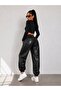 Leather Waist Elasticized Jogger Style Pants - 2