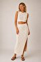 Openwork Knitwear Crop Blouse & Slit Midi Skirt Set
