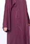 Elegant Plum Maroon Embroidered Front-Open Abaya with Wave Hand-Stitched Beadwork - 2