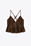 Lace Detailed Brown Women's Blouse Blz02159 - 2