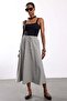 Black Gingham Patterned Midi Skirt - 2