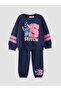 Lcw Kids Navy Blue Stitch and Angel Printed Girls' Set - 3