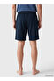 Navy Blue Regular Fit Men's Pajama Bottom Shorts - 4