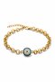 Zircon Stone Evil Eye Figured Brass Chain Women's Bracelet - Adjustable Jewelry with Ring Chain - 2