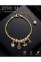 Women's Steel Charm Bracelet Premium Series with Glittering Butterfly and Heart Figures - 5