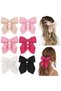 6-piece women's hair accessory set including bows, bow hair clips, silky satin bow hair accessories, and pink headbands.