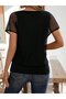Women's round neck viscose tank top and mesh detailed blouse two-piece set - 4