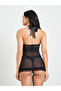 Black Lace Ruffle Babydoll with Brief - 5