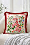 Pink Tiger and Floral Motif Patchwork 4-Piece Fringed-Tasseled Throw Pillow Cover Set Decorative Pillowcase - 5