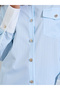 Blue Striped Long Sleeves Shirt with Contrast Trim - 4