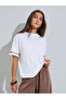 White Floral Embroidered Cuff Short Sleeves T-Shirt - 3