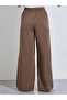 Brown Solid Wide Leg Pants - 4