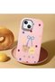 iPhone 15 Plus Compatible Case with Camera Protection Pink Silicone Couple Phone Case with Bear Pattern - 2