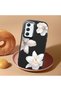 Samsung Galaxy A54 Compatible Case Camera Protective Black Silicone Couple Phone Case with Floral Pattern - 2