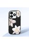 Infinix Smart 8 Compatible Case Camera Protector Black Silicone Couple Phone Case with Floral Pattern