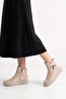 Women's Beige Suede Thermo Sole Smart Padded Zippered Comfortable Short Boots - 2