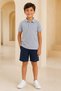 Children's Unisex Gray Short Sleeve Polo Collar T-Shirt 100% Cotton Lakos Fabric - 3